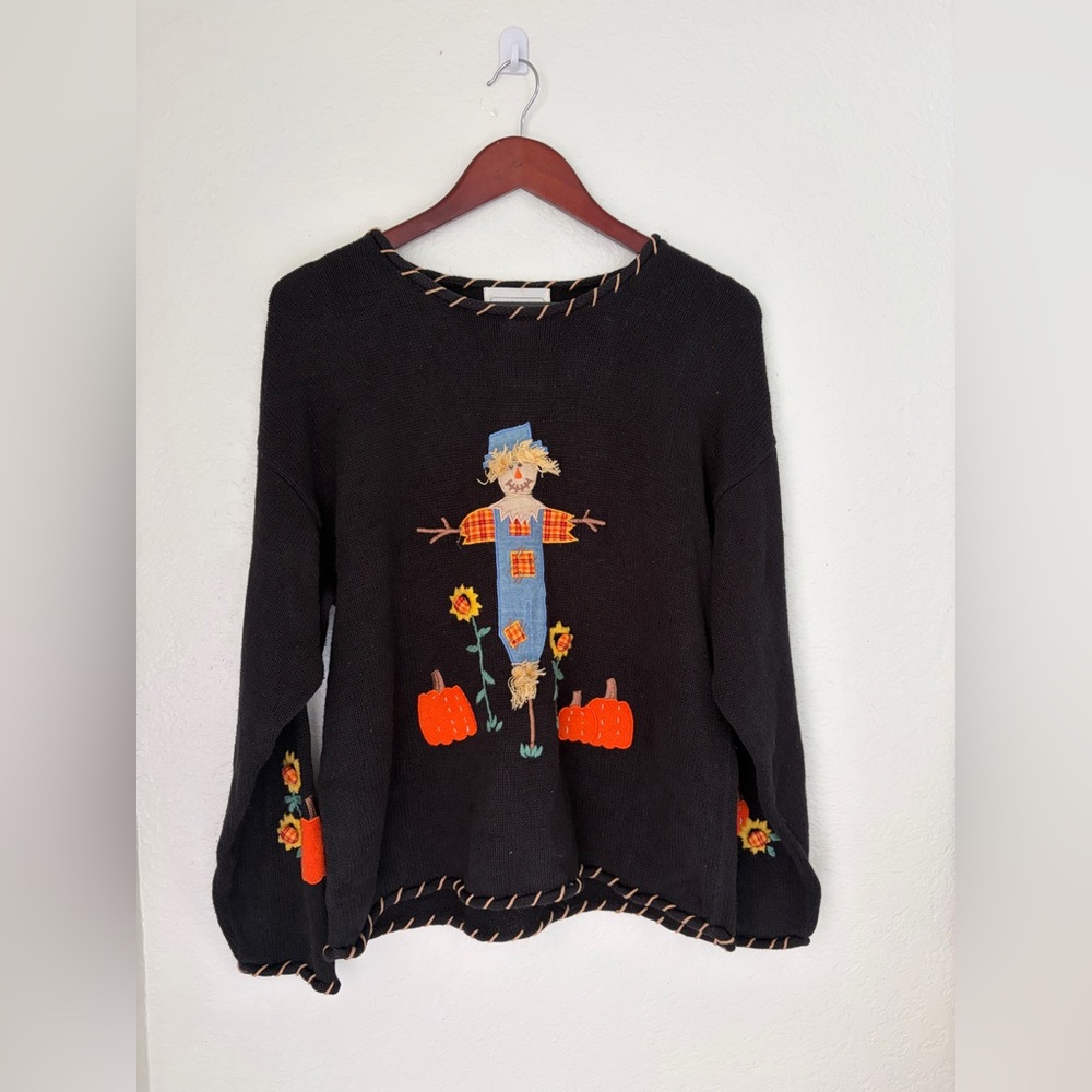 Vintage 90s Scarecrow & Pumpkin Sweater